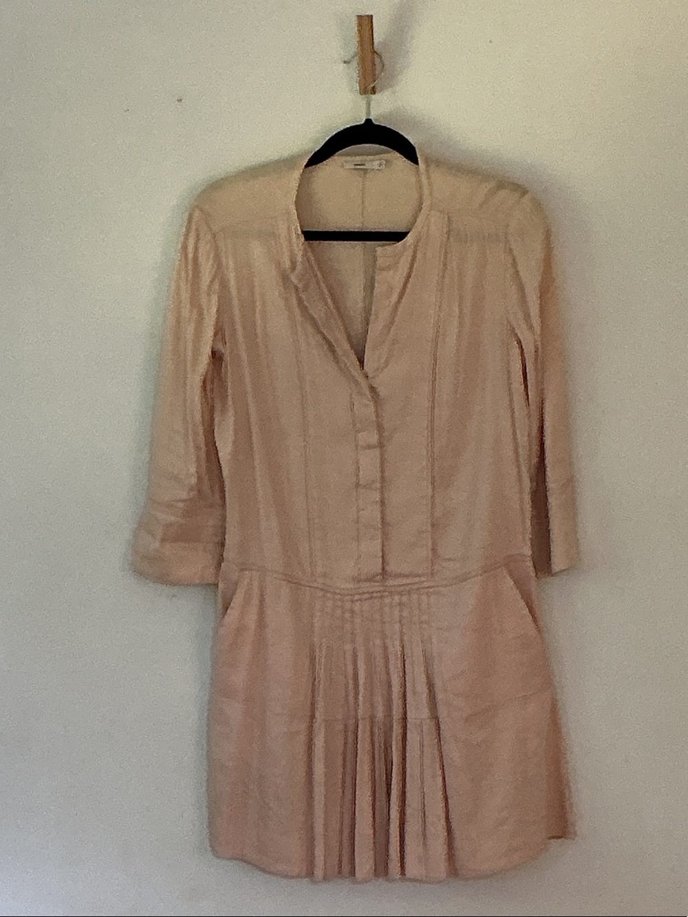 Vince Blush Cream Pleated Mini Dress